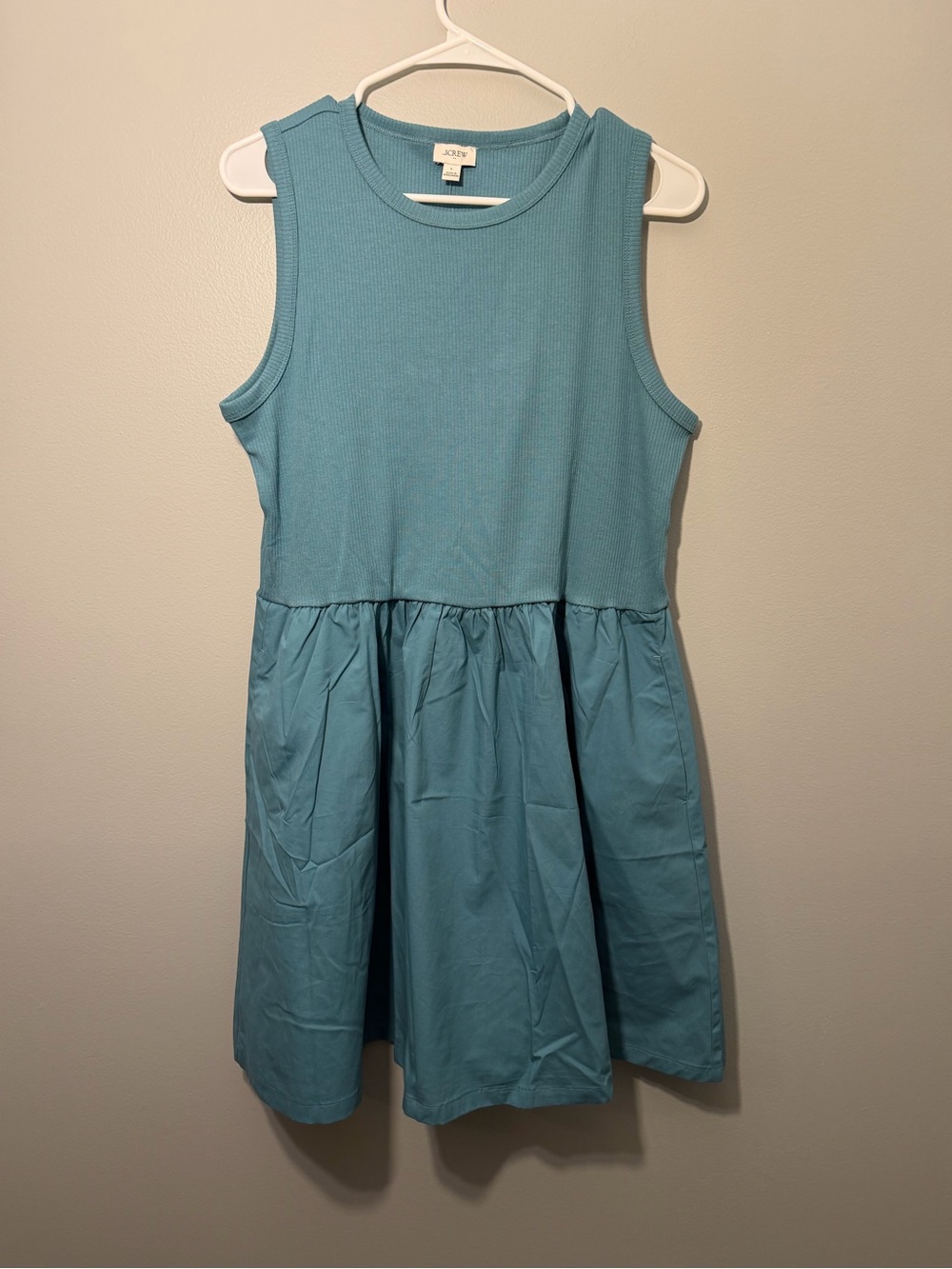 J. Crew Aqua Blue Ribbed Tank Mini Dress